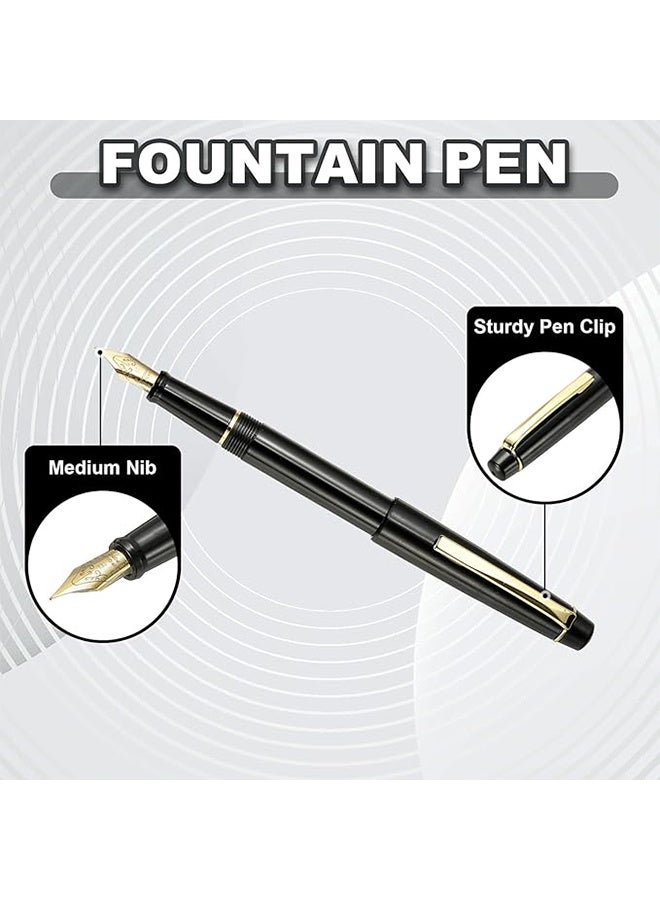 Fountain Pen Set, Refillable High End Business Signature Pen, 0.5MM Classic Metal Pen for Men and Women Writing (Black) - Image 5